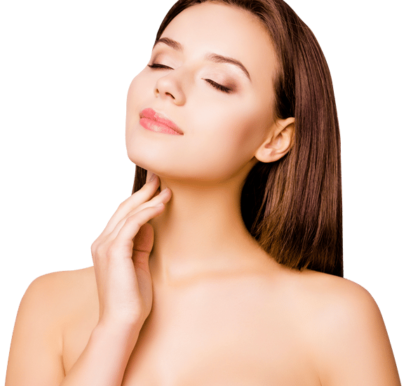woman touching neck png