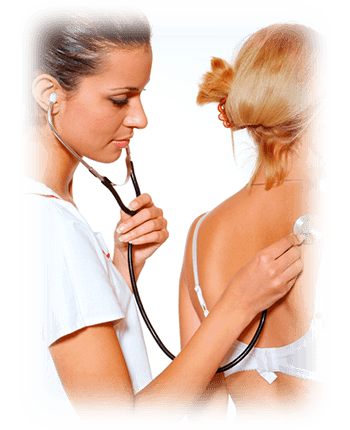 woman doctors office patient stethoscope